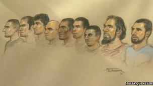 Court sketch of defendants