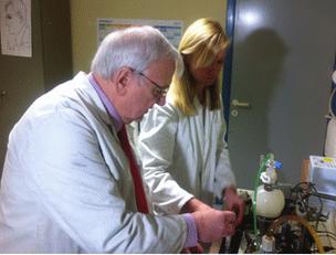 Walter Verstraeten and his daughter Charlotte at work