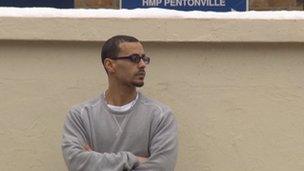 Aaron French outside HMP Pentonville