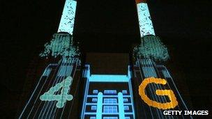 Battersea Power Station lit up for 4G launch