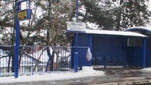 Warwick Station in the snow