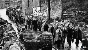 The Jarrow march that saw saw 200 unemployed men walk from Jarrow, Tyne and Wear, to London in 1936