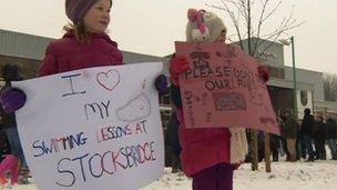 Two children protest