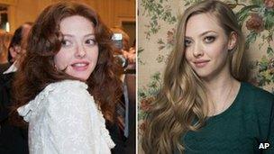 Amanda Seyfried in character as Linda Lovelace (left) and at the Sundance Film Festival (right)