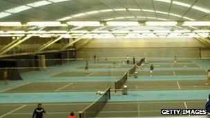 Inside the LTA's national tennis centre at Roehampton