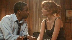 Denzel Washington and Kelly Reilly in Flight. Copyright Paramount Pictures.