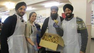 Volunteers from left Raja, San, Manjit and Mani