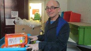 Brother Stephen with food crate