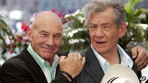 Sir Patrick Stewart and Sir Ian McKellen at the 2006 Cannes Film Festival