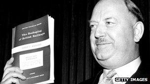 Dr Richard Beeching with his report into Britain's railways