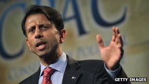 Louisiana governor Bobby Jindal speaks to guests at the Conservative Political Action Conference in Rosemont, Illinois 8 June 2012