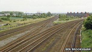 The railway line running south from Church Fenton