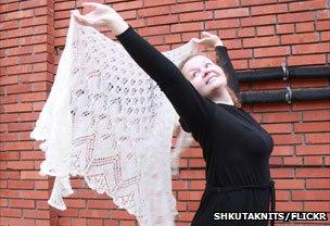 Olga and shawl (photo ShkutaKnits/Flickr)