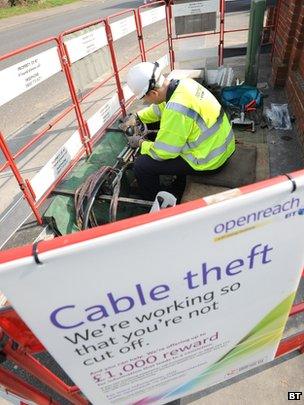 BT engineer works on stolen cable