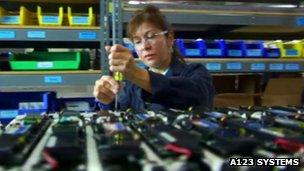 A worker in a A123 factory