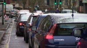 Roadworks in Derby city centre are causing traffic chaos