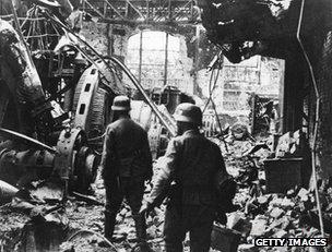 German soldiers inside a captured factory in Stalingrad, 1942