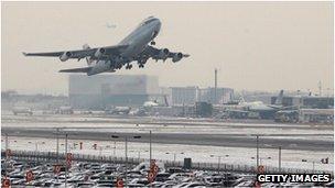 Plane taking off at Heathrow Airport