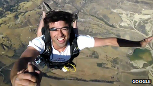 Skydiver wearing Project Glass