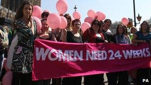 Pro-choice campaigners at Westminster