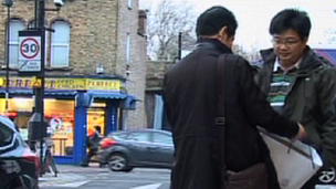 Tourists near chicken shop