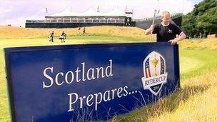 'Scotland prepares' sign is put up at Gleneagles