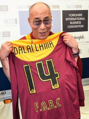 Dalai Lama and the Bradford City shirt