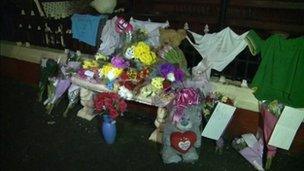 Tributes at the scene where Sasha was found