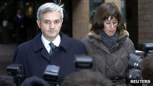 Chris Huhne, announced his resignation outside court