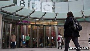 Employees outside New Broadcasting House