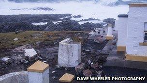 Damaged wall at South Lighthouse