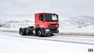 Lorry in Brecon Beacons in January