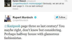 Screen grab of Rupert Murdoch's tweet