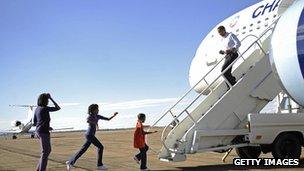 Obama and his family (2008) in Puebla, Colorado