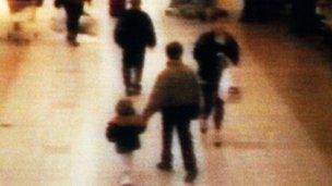 CCTV of James Bulger being led away