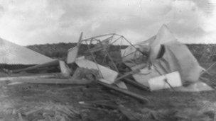 Wreckage of Carlyon's glider