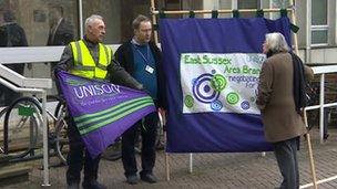 Unison protesters at County Hall