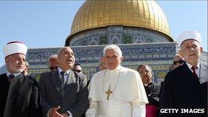 Pope Benedict XVI at the Dome of the Rock in Jerusalem on 12 May, 2009