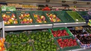 Fruit section of supermarket