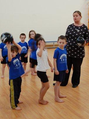 Primary children in PE lesson