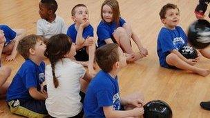 Primary children in PE lesson