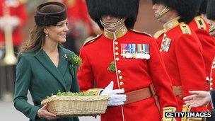 Kate Middleton hands out shamrocks on St Patrick's Day