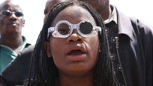 People queuing for eye tests