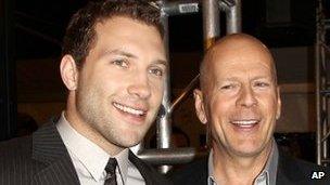 Jai Courtney and Bruce Willis