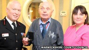 Warwickshire deputy chief fire officer Gary Phillips, Lionel Clarke and Rosie Iliffe