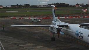 Guernsey Police search a plane at Guernsey Airport