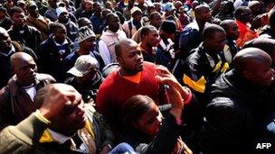 Migrants demonstrating in Rome in 2009 about new immigration laws