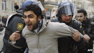 Arrest of anti-Aliyev protester in Baku, 26 Jan 13