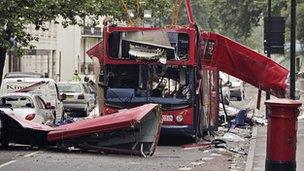 Bus destroyed during 7/7 attacks in London