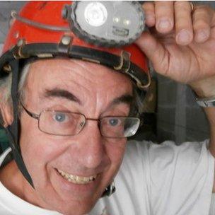 Jean-Michel Lemaire wearing a helmet with a light on it